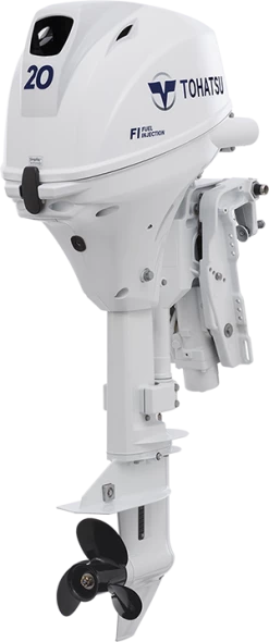 Moteur Hors-Bord 20 Cv Tohatsu Blanc Arbre Long Démarrage Electrique Commande à Distance Relevage Electrique