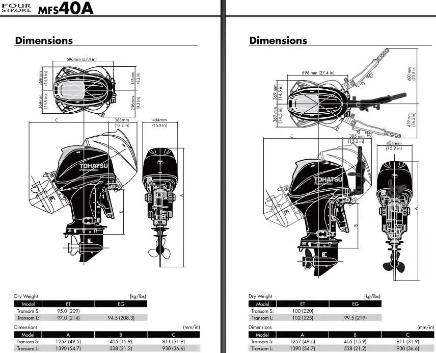 Moteur Hors-Bord 40 Cv Tohatsu Arbre Long, Démarrage Electrique, Barre Franche Multifonctions, Relevage Electrique – Image 2