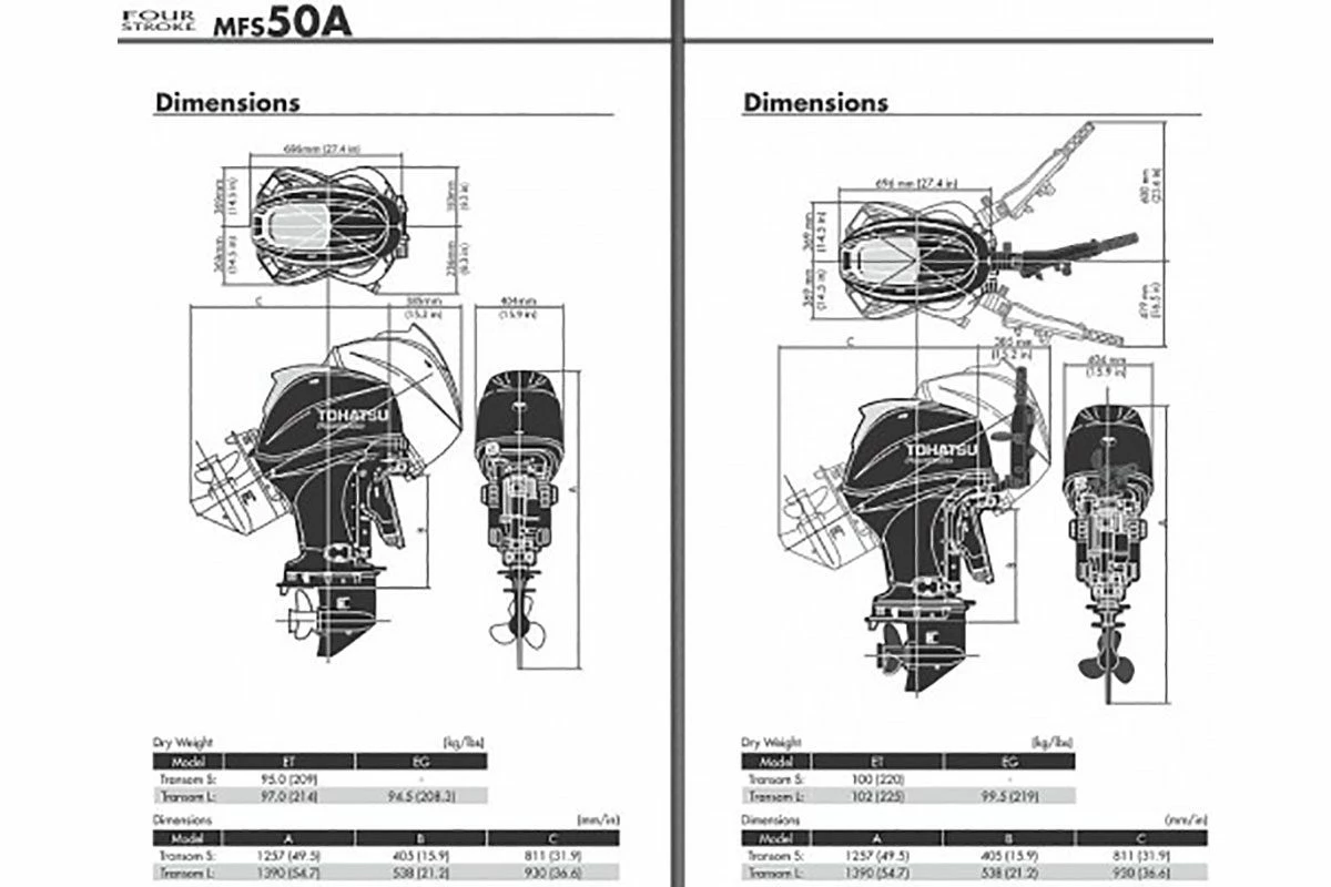 Moteur Hors-Bord 50 Cv Tohatsu Arbre Long Démarrage Electrique Barre Franche MULTIFONCTIONS Relevage Electrique – Image 4