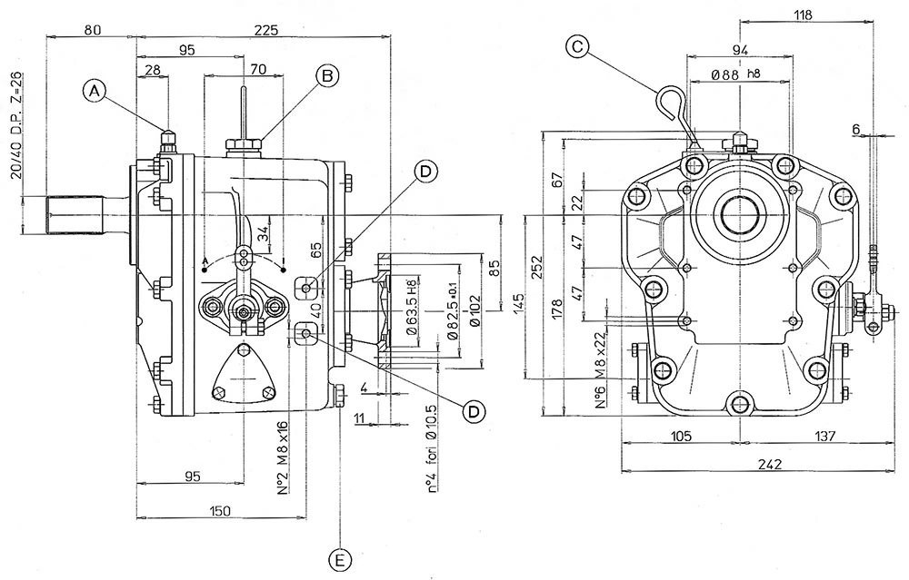 Réducteur - Inverseur Technodrive TMC-260 Sortie Droite Ratio: 2,00/1 – Image 2