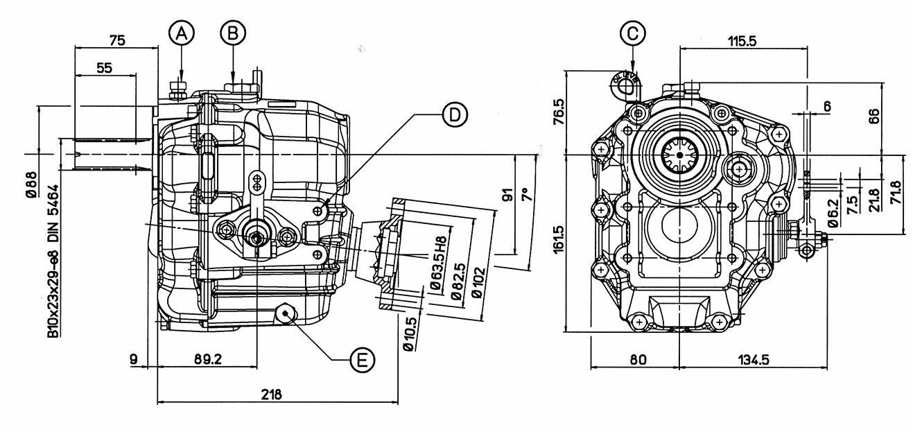 Réducteur - Inverseur Technodrive TMC60 A Incliné 7° Ratio:2,45/1 – Image 3